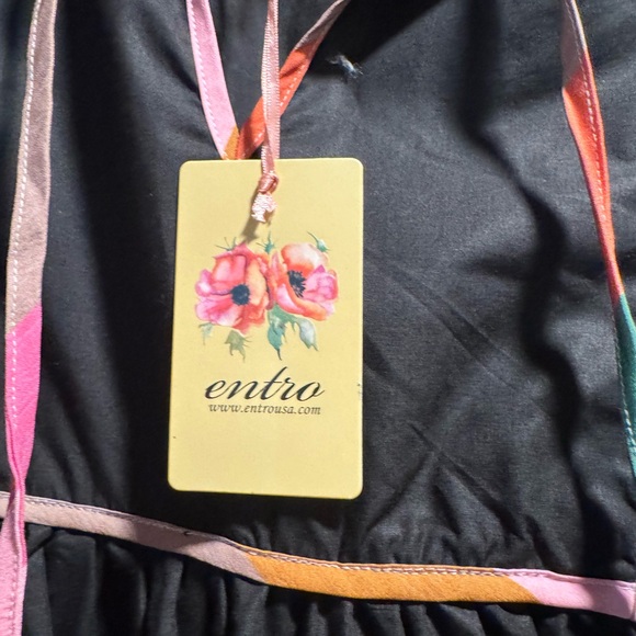NWT Entro Black Mini Dress with Colorful Trim Size Medium - Picture 6 of 7